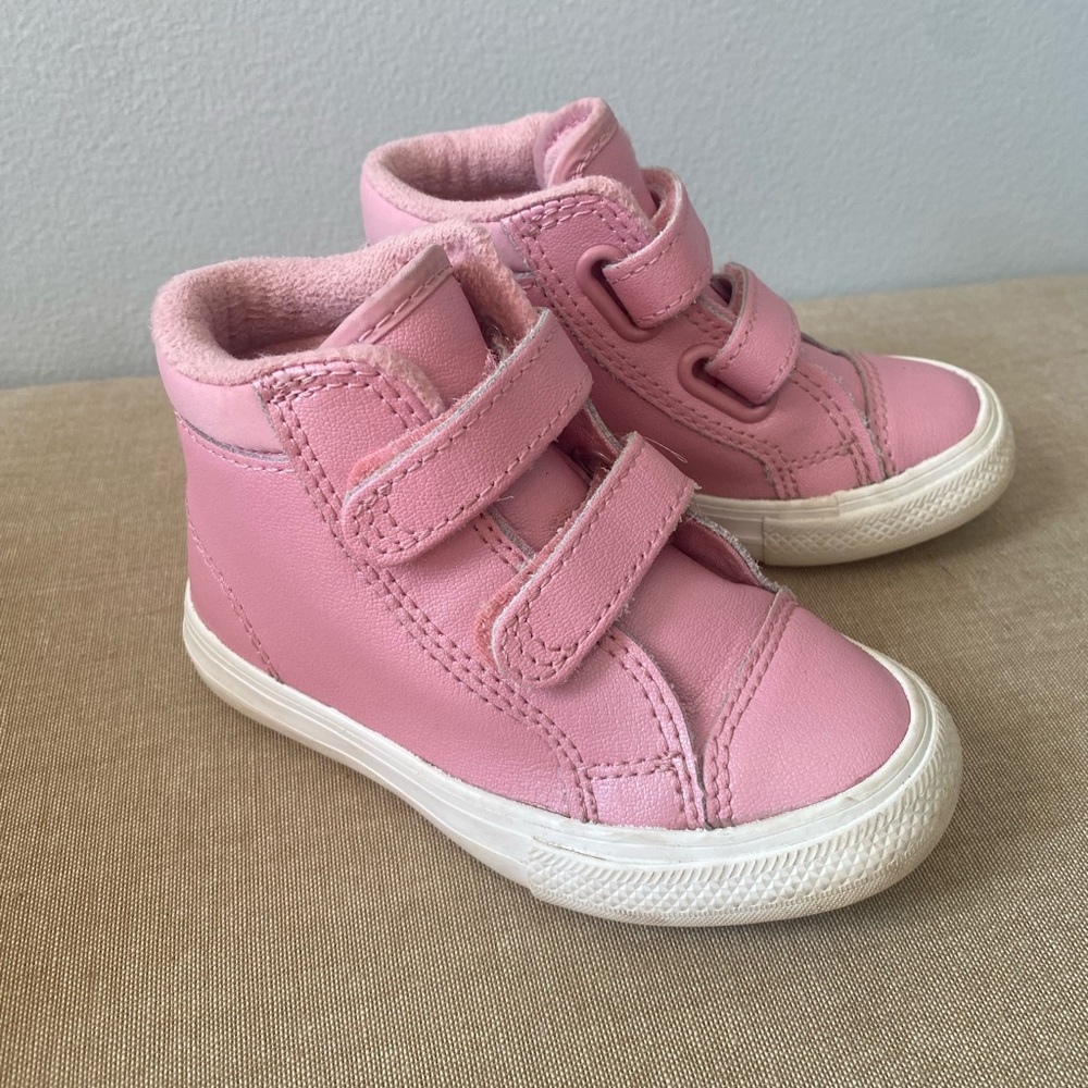 Converse Pink Velcro Kids Sneakers